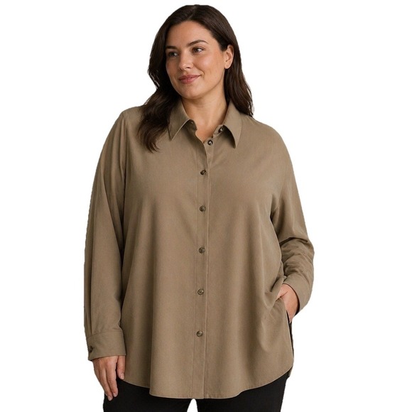 Lauren Blackwell Tops - Lauren Ralph Lauren 100% Wool Shirt Jacket Womens 18W Beige Button Up